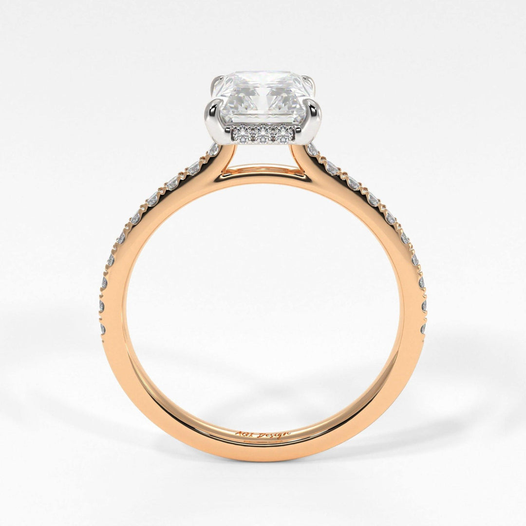 2.70ct Radiant Diamond Hidden Halo Moissanite Engagement Ring