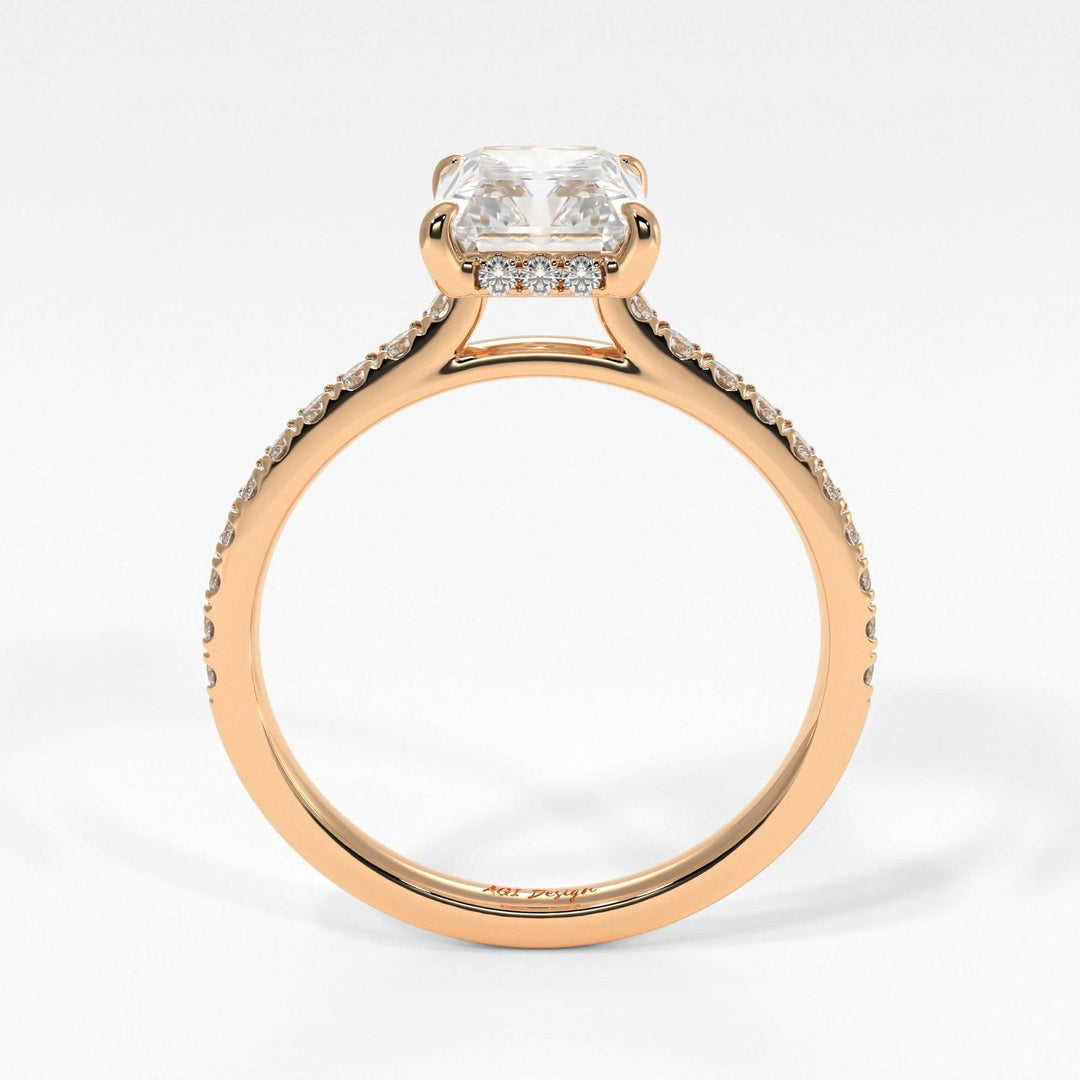 2.70ct Radiant Diamond Hidden Halo Moissanite Engagement Ring