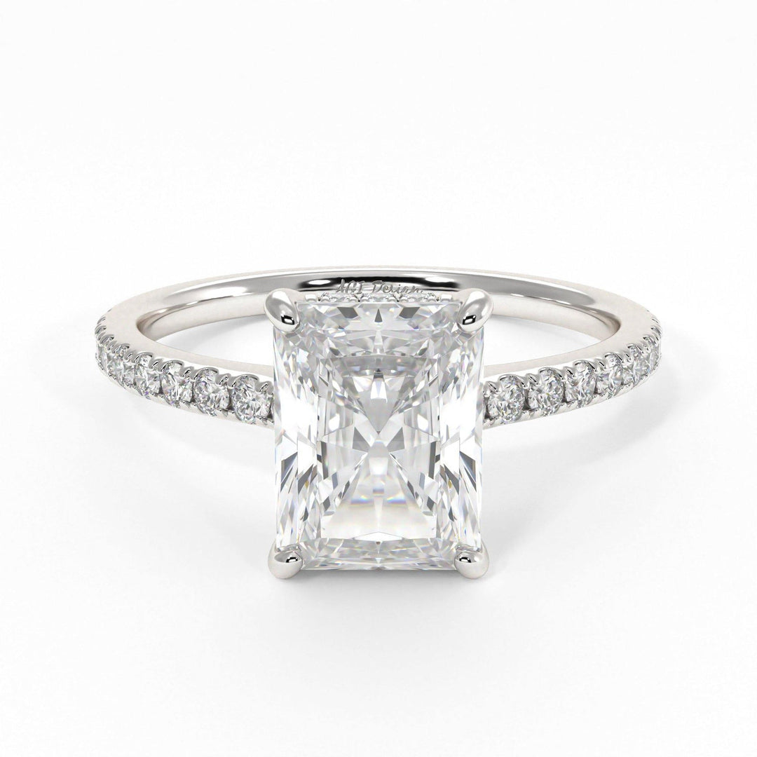 2.70ct Radiant Diamond Hidden Halo Moissanite Engagement Ring