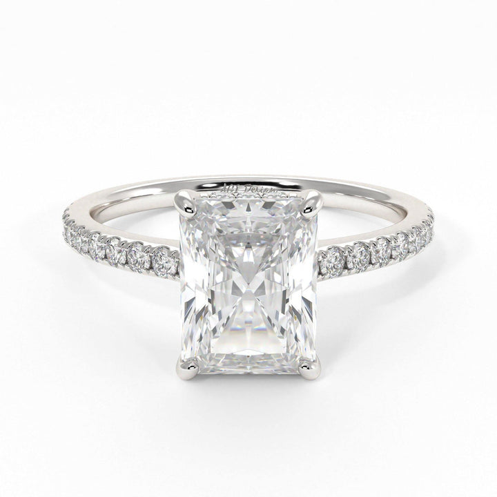 2.70ct Radiant Diamond Hidden Halo Moissanite Engagement Ring