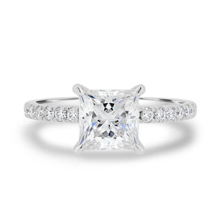 1.75 ct Princess cut Hidden Halo Moissanite Engagement Ring