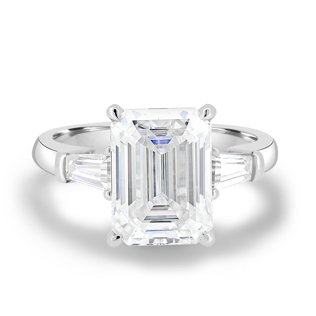 4.4 ct  Emerald cut Moissanite Engagement Ring