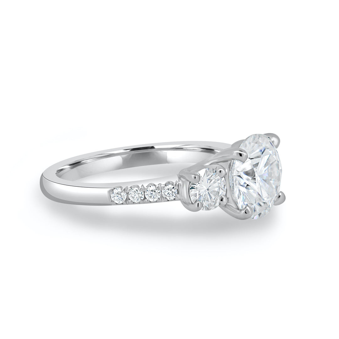 1.60CT Round Cut Three Stone Moissanite Engagement Ring