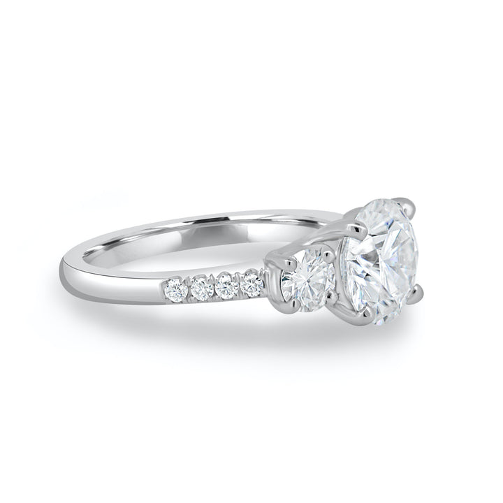 1.60CT Round Cut Three Stone Moissanite Engagement Ring