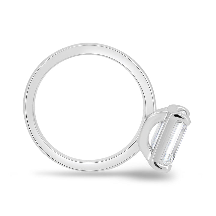 1.60CT Emerald Cut East West Moissanite Engagement Ring