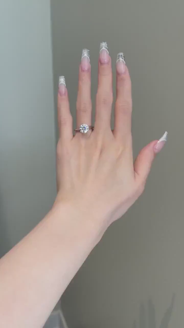 2.0ct Round Cut Solitaire Moissanite Diamond Engagement Ring