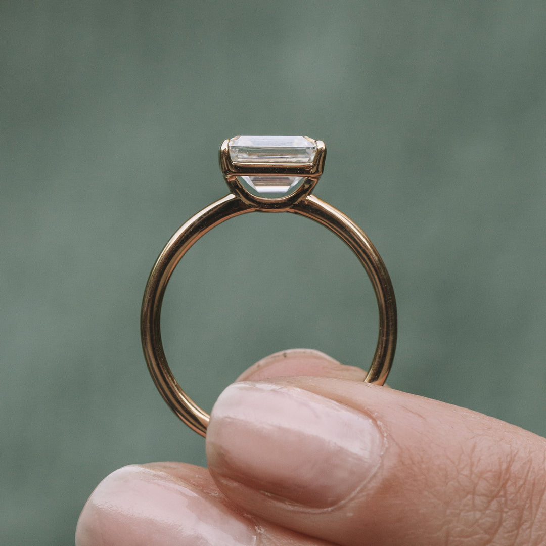 1.60CT Emerald Cut East West Moissanite Engagement Ring