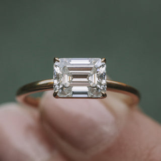 1.60CT Emerald Cut East West Moissanite Engagement Ring