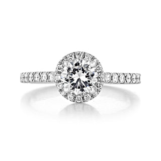 1.0 ct  Round  cut Halo micro prong  Moissanite solitaire  Engagement Ring