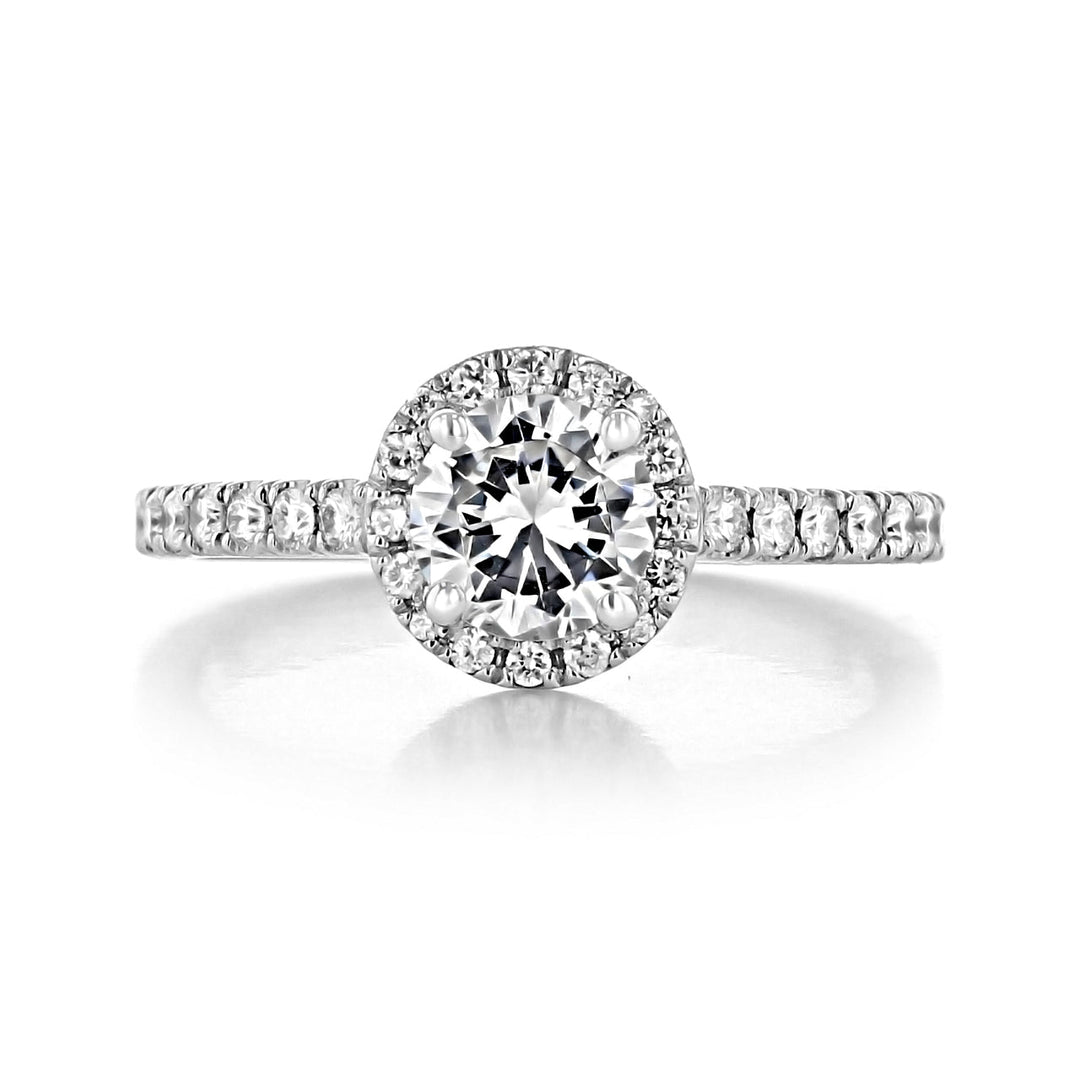 1.0 ct  Round  cut Halo micro prong  Moissanite solitaire  Engagement Ring