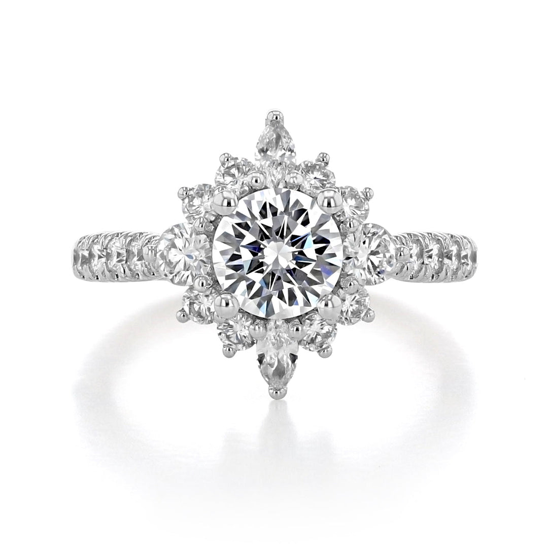 1.0 ct  Round  cut Gabriel Halo   Moissanite solitaire  Engagement Ring