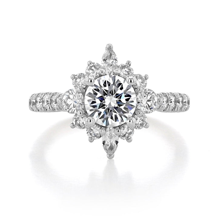 1.0 ct  Round  cut Gabriel Halo   Moissanite solitaire  Engagement Ring
