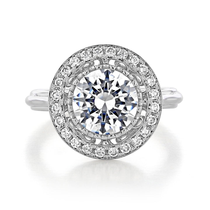 2.0 ct  Round  cut round  Halo   Moissanite solitaire  Engagement Ring
