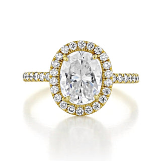 1.33 ct  Oval  cut  Halo  4 prong  Moissanite solitaire  Engagement Ring