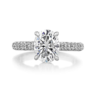 1.93 ct Oval cut Hidden Halo Moissanite Engagement Ring