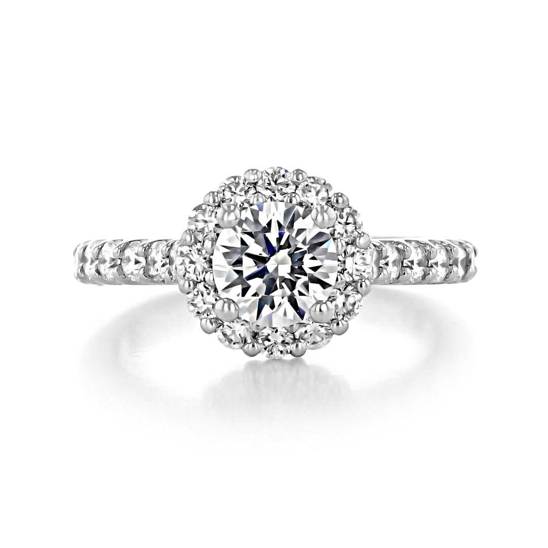 1.0 ct  Round cut Halo Moissanite Engagement Ring