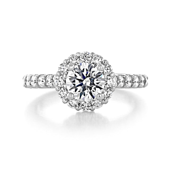 1.0 ct  Round cut Halo Moissanite Engagement Ring