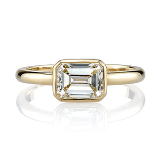 1.28ct Emerald Cut Bezel Moissanite East West Solitaire Diamond Engagement Ring
