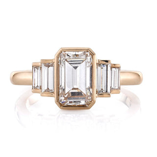 0.92ct Emerald Cut Moissanite Diamond 5 Stone Engagement Ring