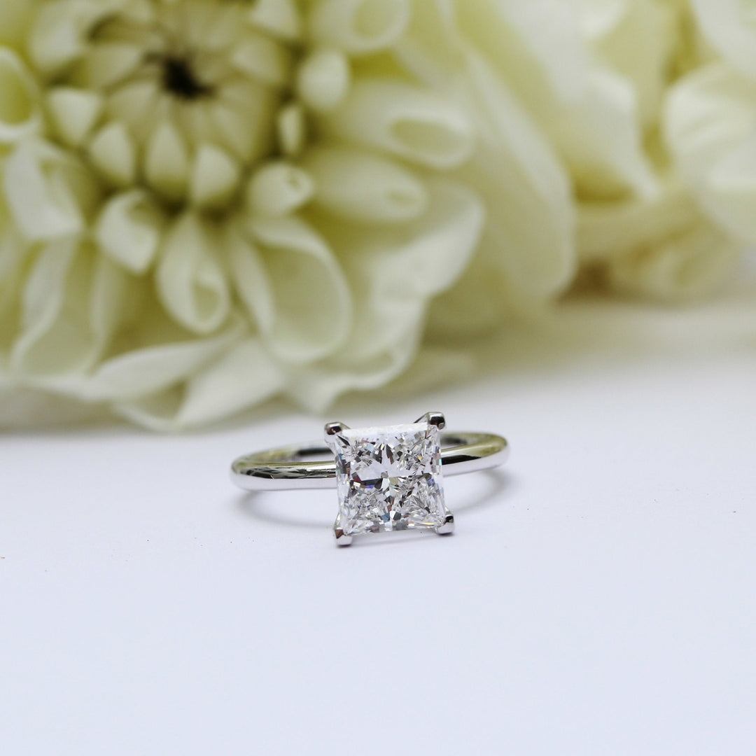 1.75ct Princess Cut Moissanite Diamond Classic Solitare Engagement Ring