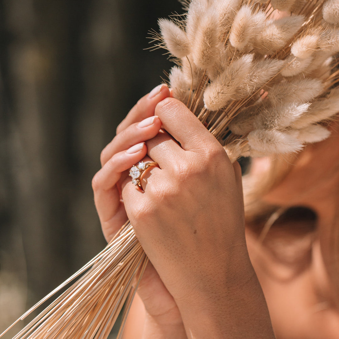 1.91CT Oval Cut Three Stone Moissanite Diamond Engagement Ring