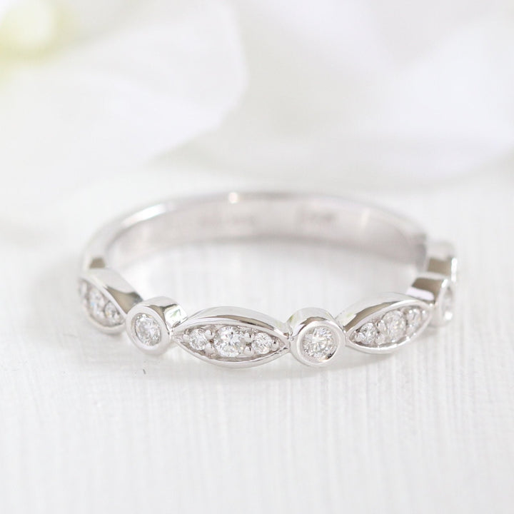 Oval Cut Floral Moissanite Ring With Bezel Diamond Band Ring