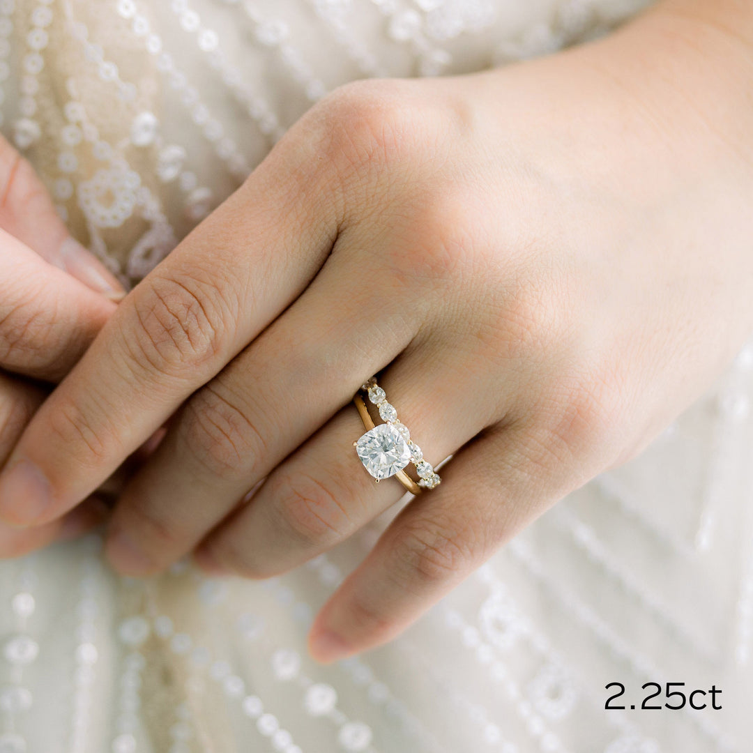 2.25ct Cushion Cut Moissanite Diamond Cathedral Solitaire Engagement Ring