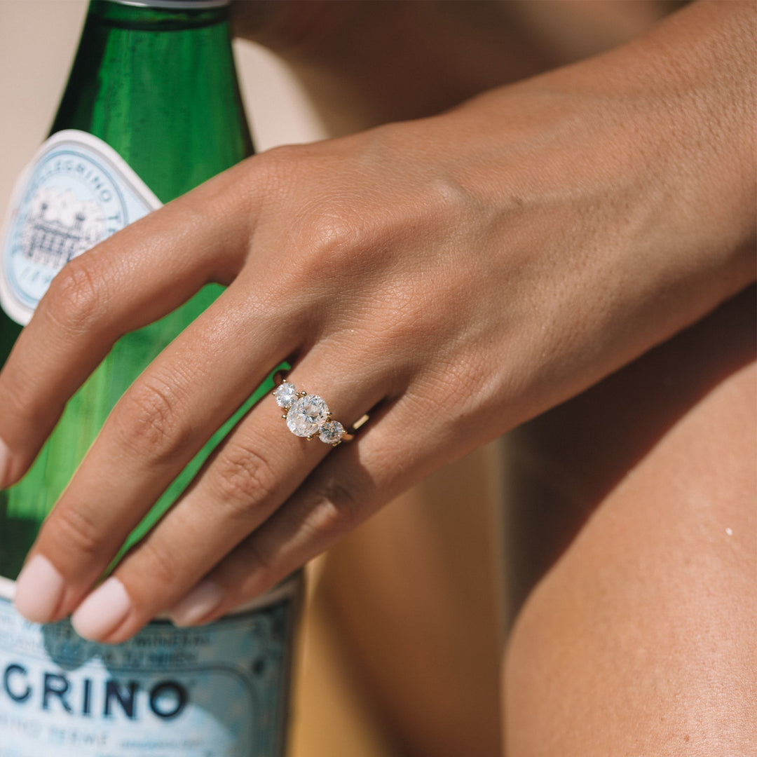 1.91CT Oval Cut Three Stone Moissanite Diamond Engagement Ring