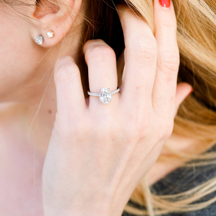 2.50CT Oval Cut Moissanite Trellis Pave Diamond Engagement Ring