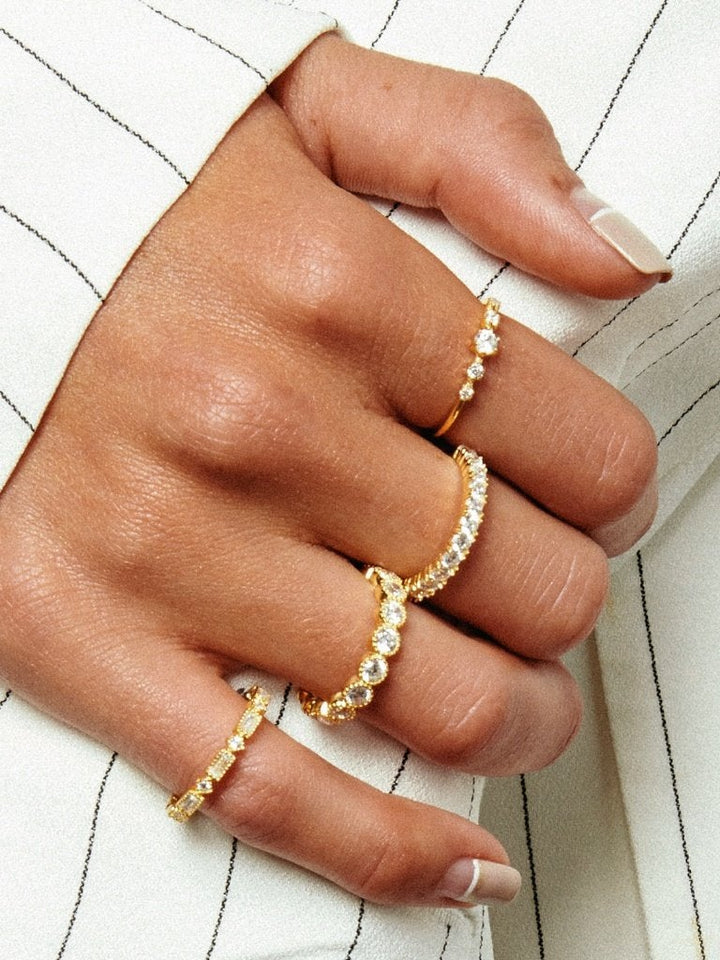 0.55CTW Round Brilliant & Baguette Cut Half Eternity Wedding Band