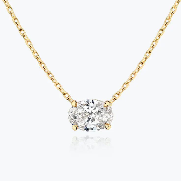 0.25-1.0ct Oval Cut Solitaire Moissanite Diamond Necklace