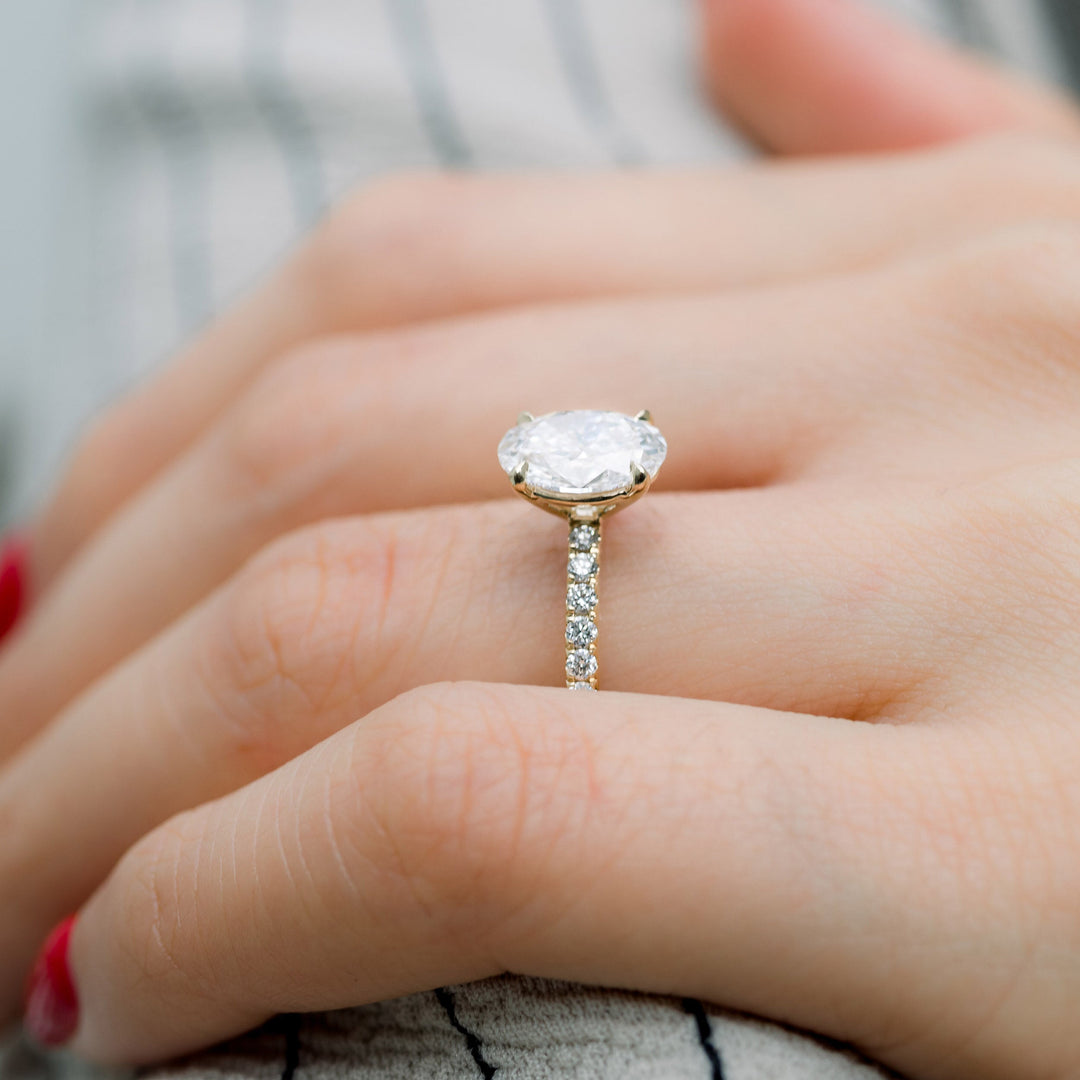 2.25CT Oval Cut Moissanite Pave Diamond Engagement Ring