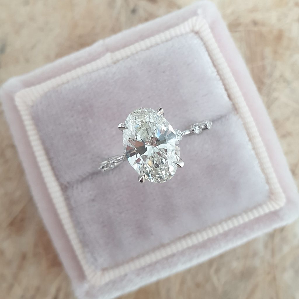 2.0ct Oval Cut Moissanite Diamond Pave Engagement Ring