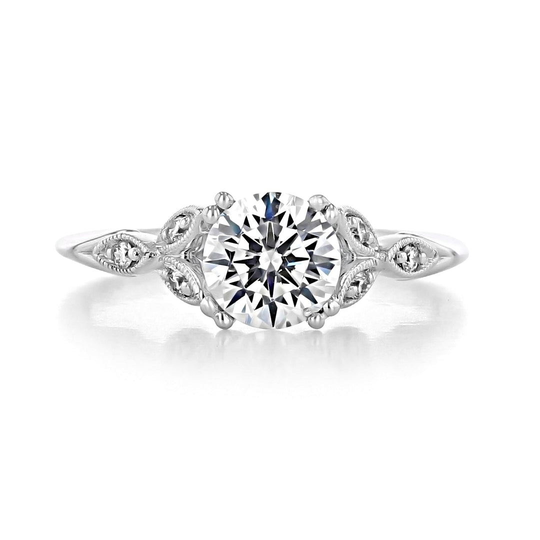 1.0CT Round Cut Vintage Style Moissanite Engagement Ring