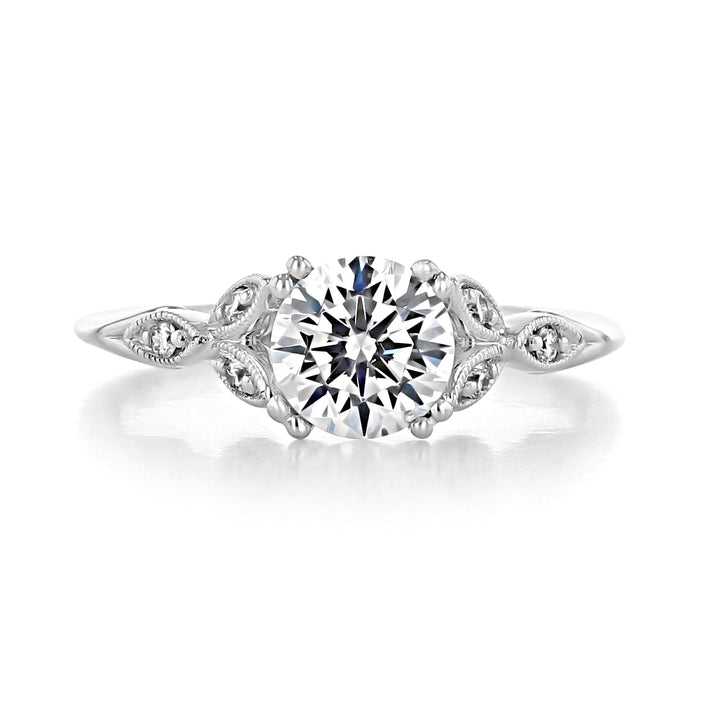 1.0CT Round Cut Vintage Style Moissanite Engagement Ring
