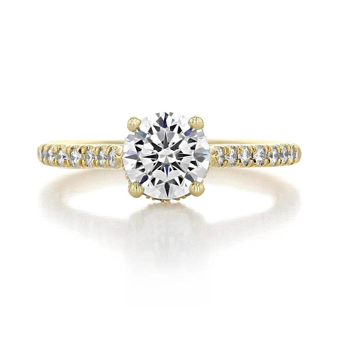 1.0CT Round Cut Hidden Halo Moissanite Engagement Ring