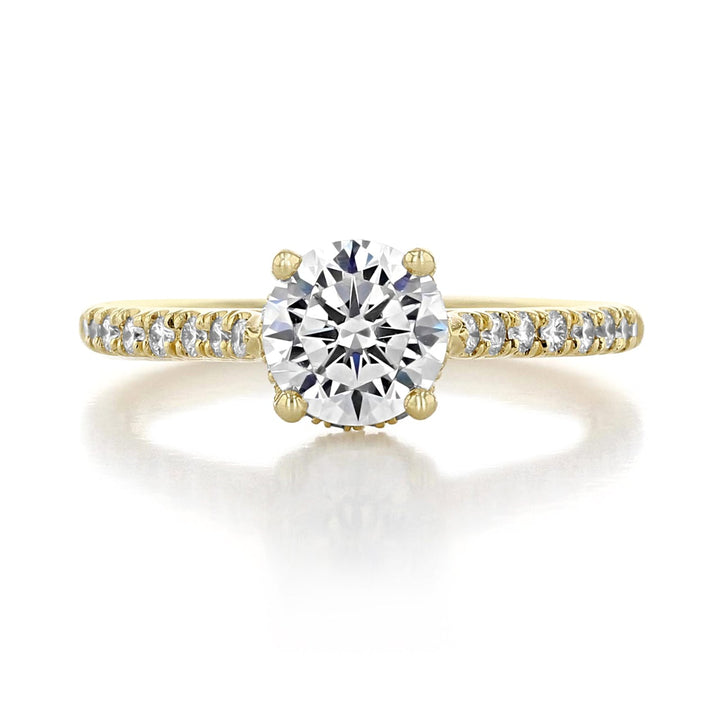 1.0CT Round Cut Hidden Halo Moissanite Engagement Ring