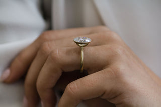 4.0CT Oval Cut Bezel Solitaire Moissanite Diamond Engagement Ring
