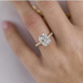 3.20CT Elongated Cushion Cut Hidden Halo Moissanite Diamond Engagement Ring