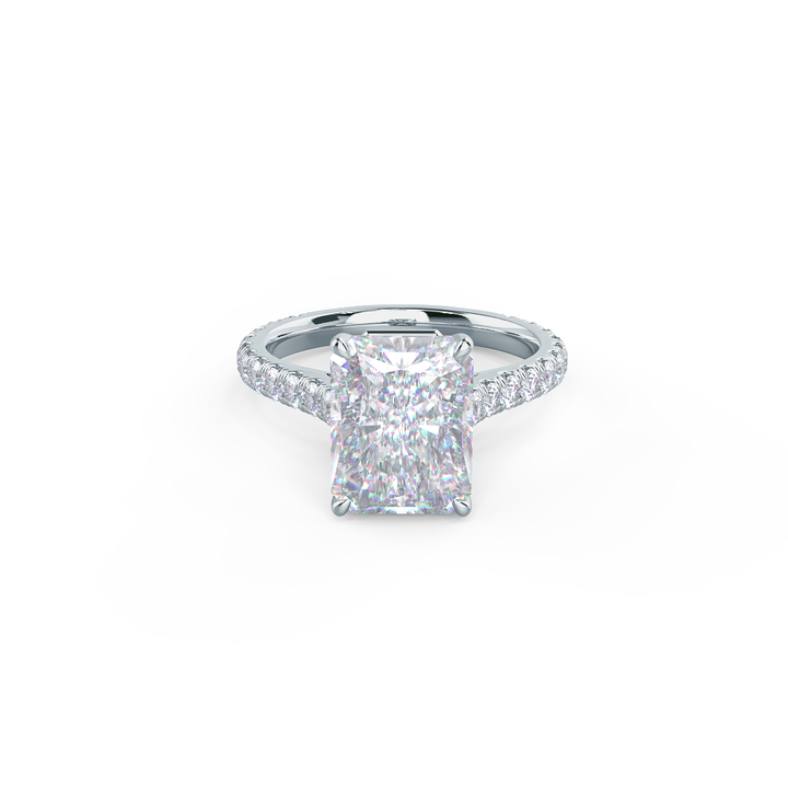 2.0CT Radiant Cut Moissanite Cathedral Pave Diamond Engagement Ring