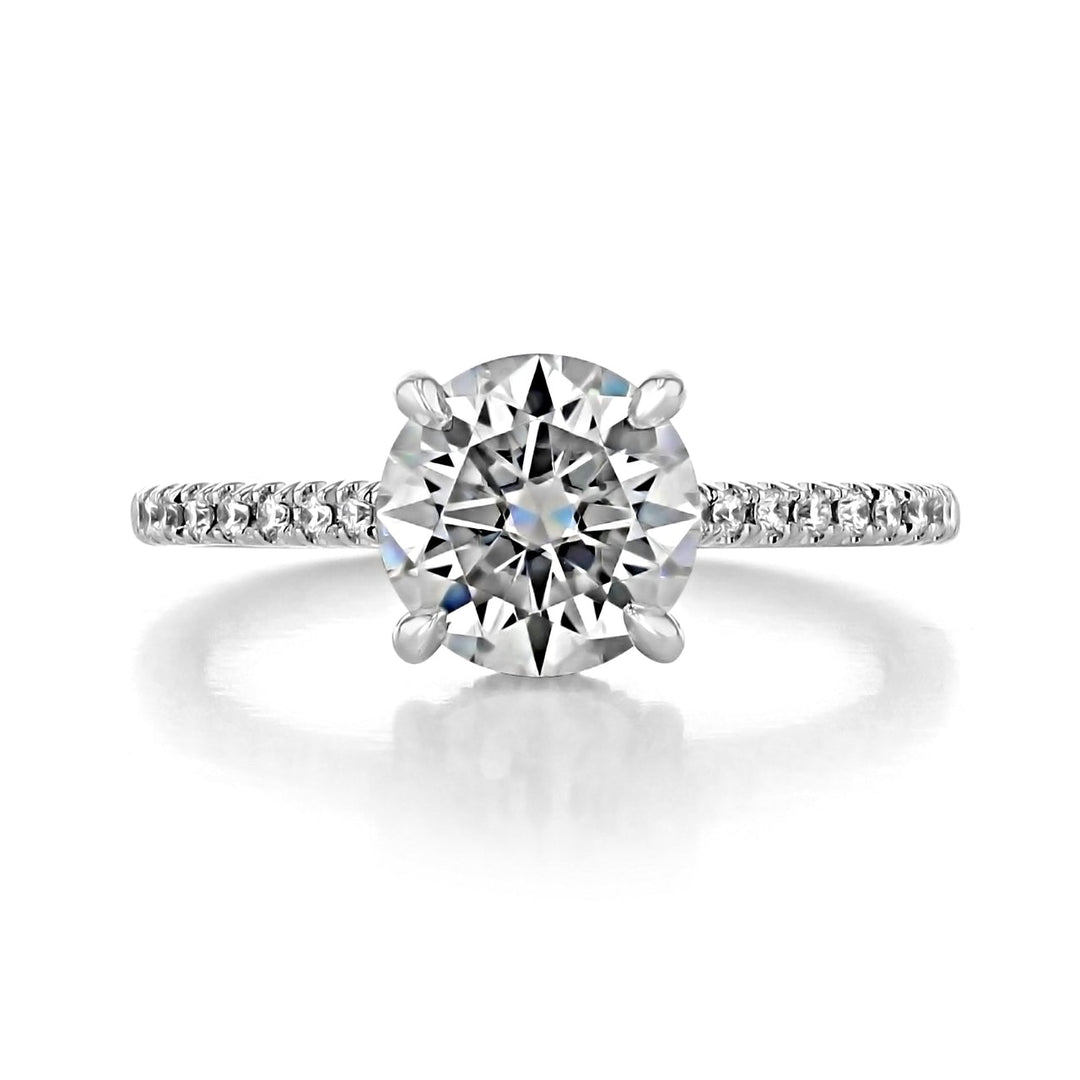 1.5CT Round Cut Hidden Halo Moissanite Diamond Engagement Ring