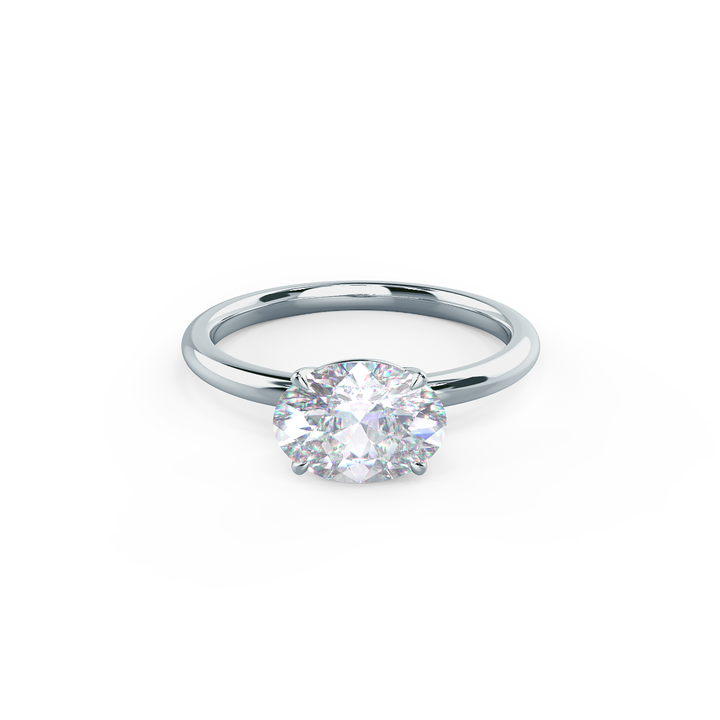 2.0ct Oval Cut East-West Moissanite Diamond Engagement Ring
