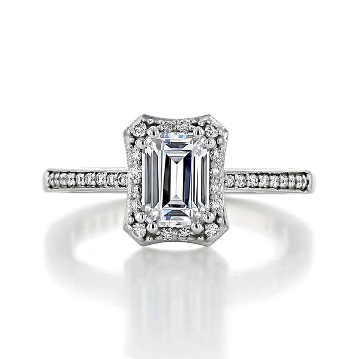 1.60CT Emerald Cut Double Prong Setting Moissanite Engagement Ring