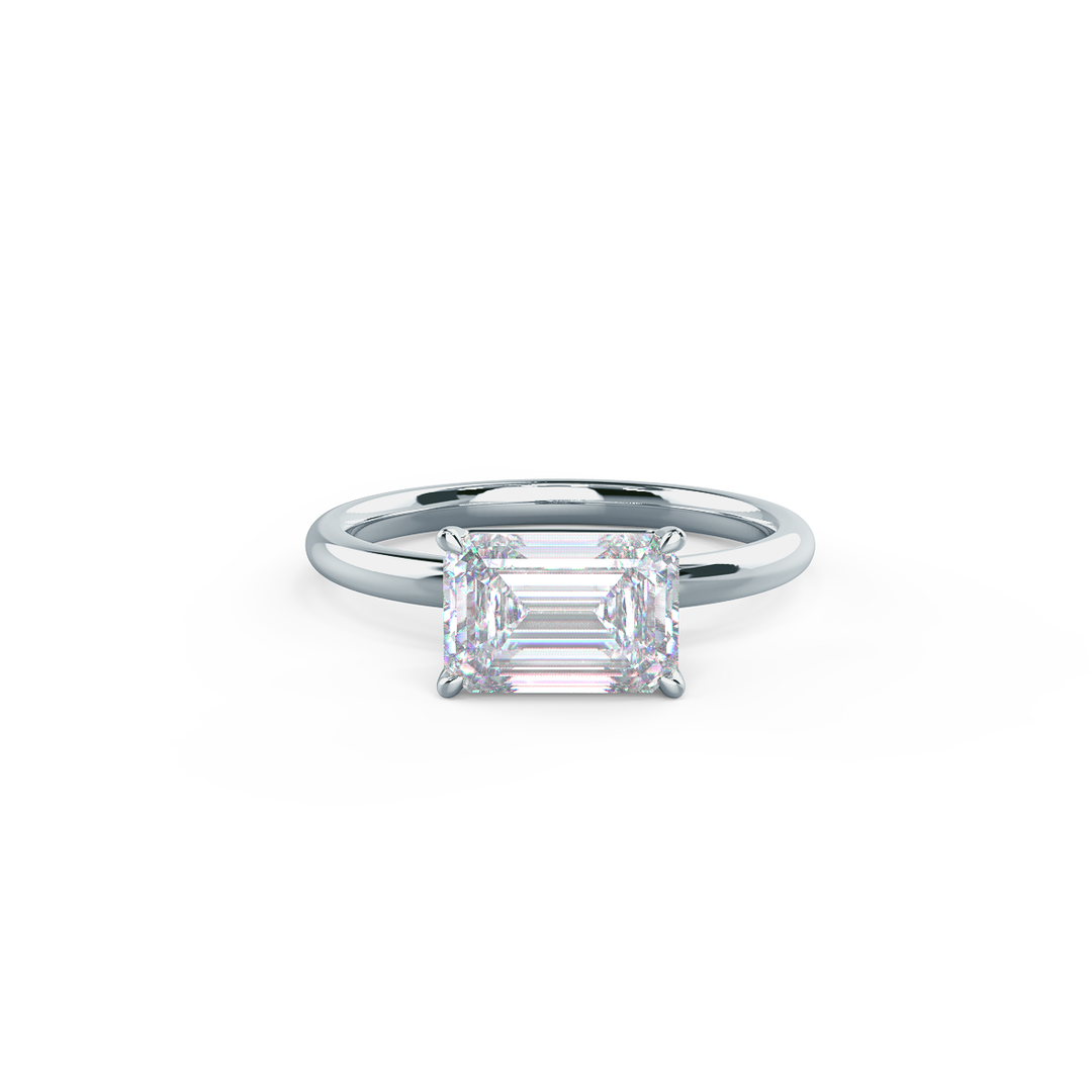 1.6CT- 2.5CT Emerald Cut East-West Moissanite Diamond Engagement Ring