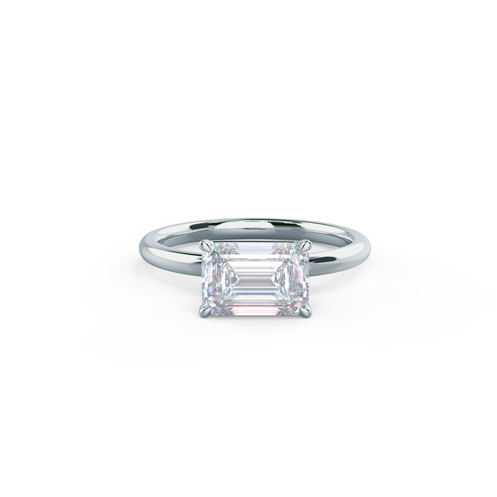 1.6CT- 2.5CT Emerald Cut East-West Moissanite Diamond Engagement Ring