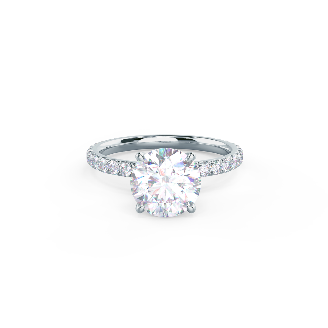 2.25CT Round Brilliant Cut Moissanite Collar Pave Diamond Engagement Ring