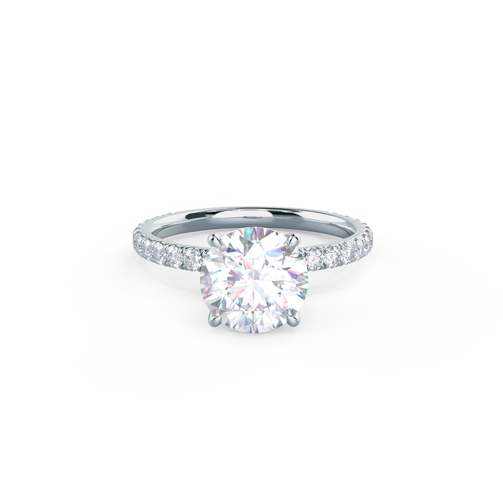 2.25CT Round Brilliant Cut Moissanite Collar Pave Diamond Engagement Ring