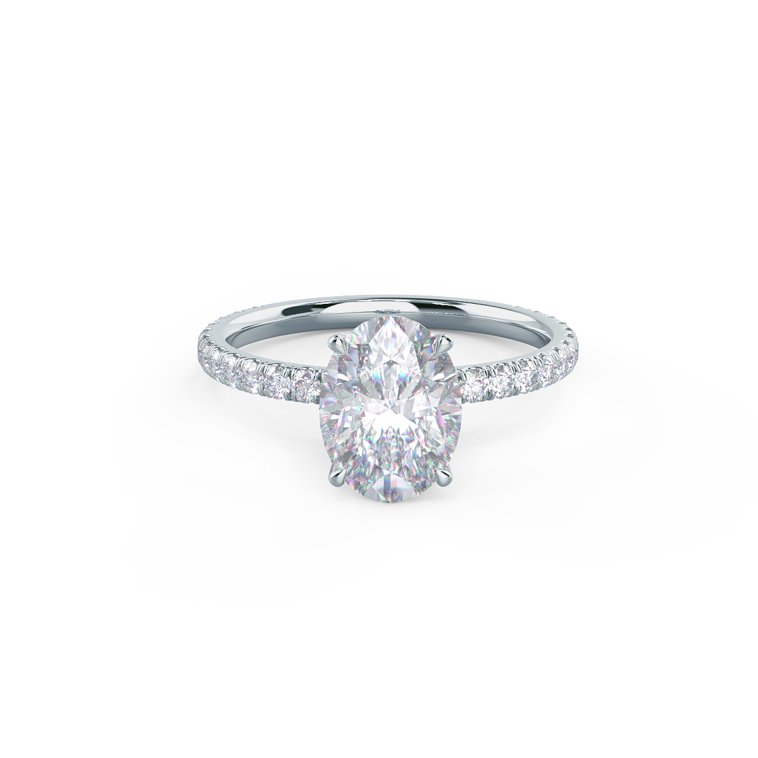 2.25CT Oval Cut Moissanite Pave Diamond Engagement Ring