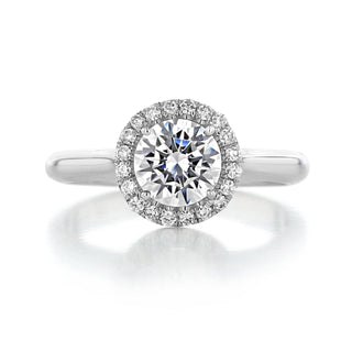1.0CT Round Cut Thick Band Moissanite Engagement Ring in 18K White Gold