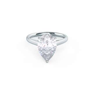 4.0ct Pear Cut Moissanite Diamond Cathedral Solitaire Engagement Ring